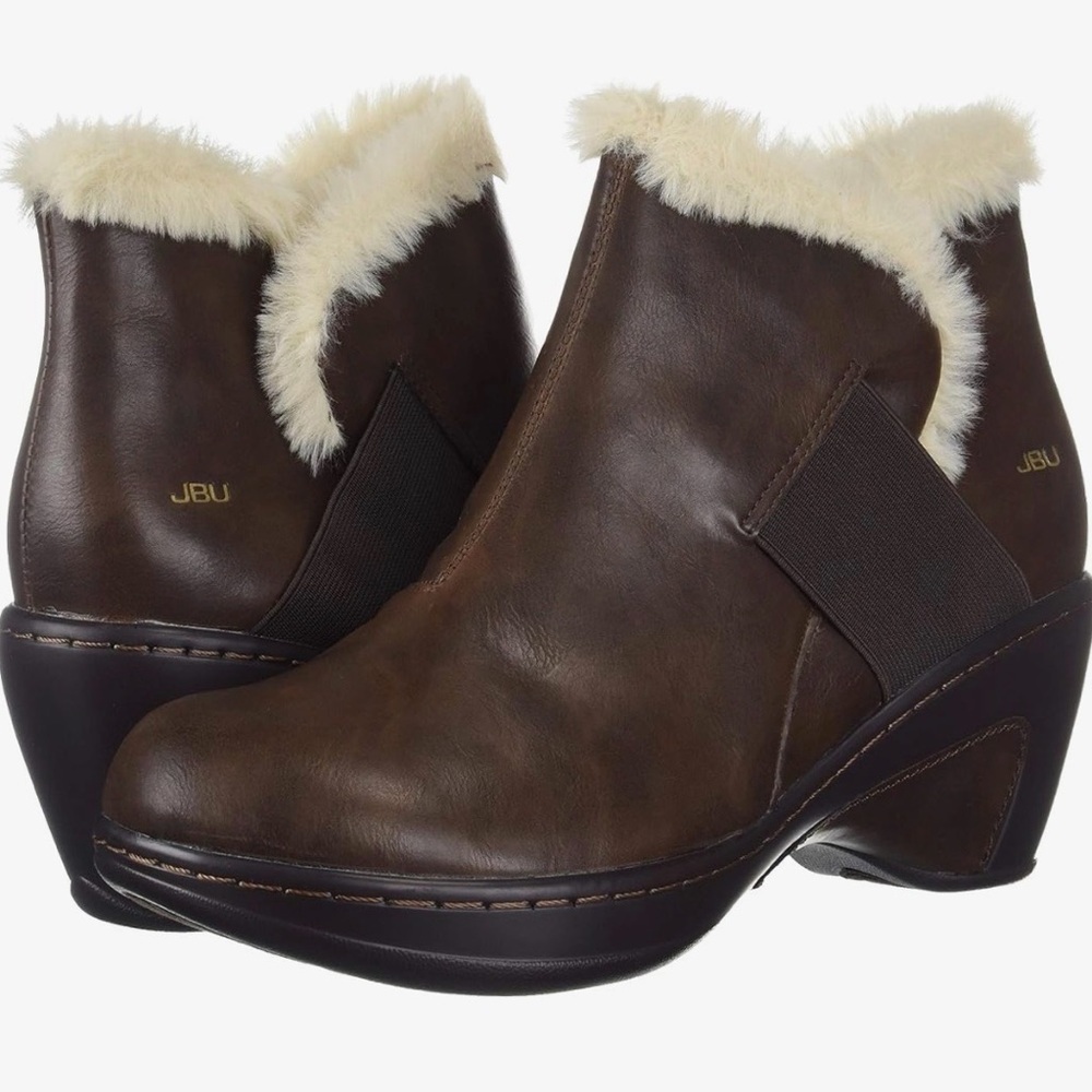 JBU by Jambu Mila Women's Dark Brown Ankle Boot with Faux Fur Trim NWT Sz-8.5M.R